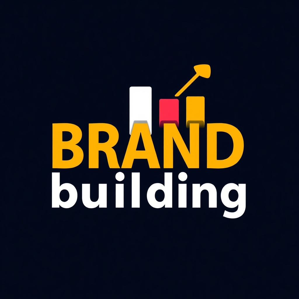 Create a stylized image representing brand building. The style could be similar to a modern logo design, with clean and impactful typography or a graphic that symbolizes brand growth and evolution. The colors used should be bold, memorable, and relevant to the brand identity. The composition should be clean and easy to understand, while remaining visually appealing and impactful.
