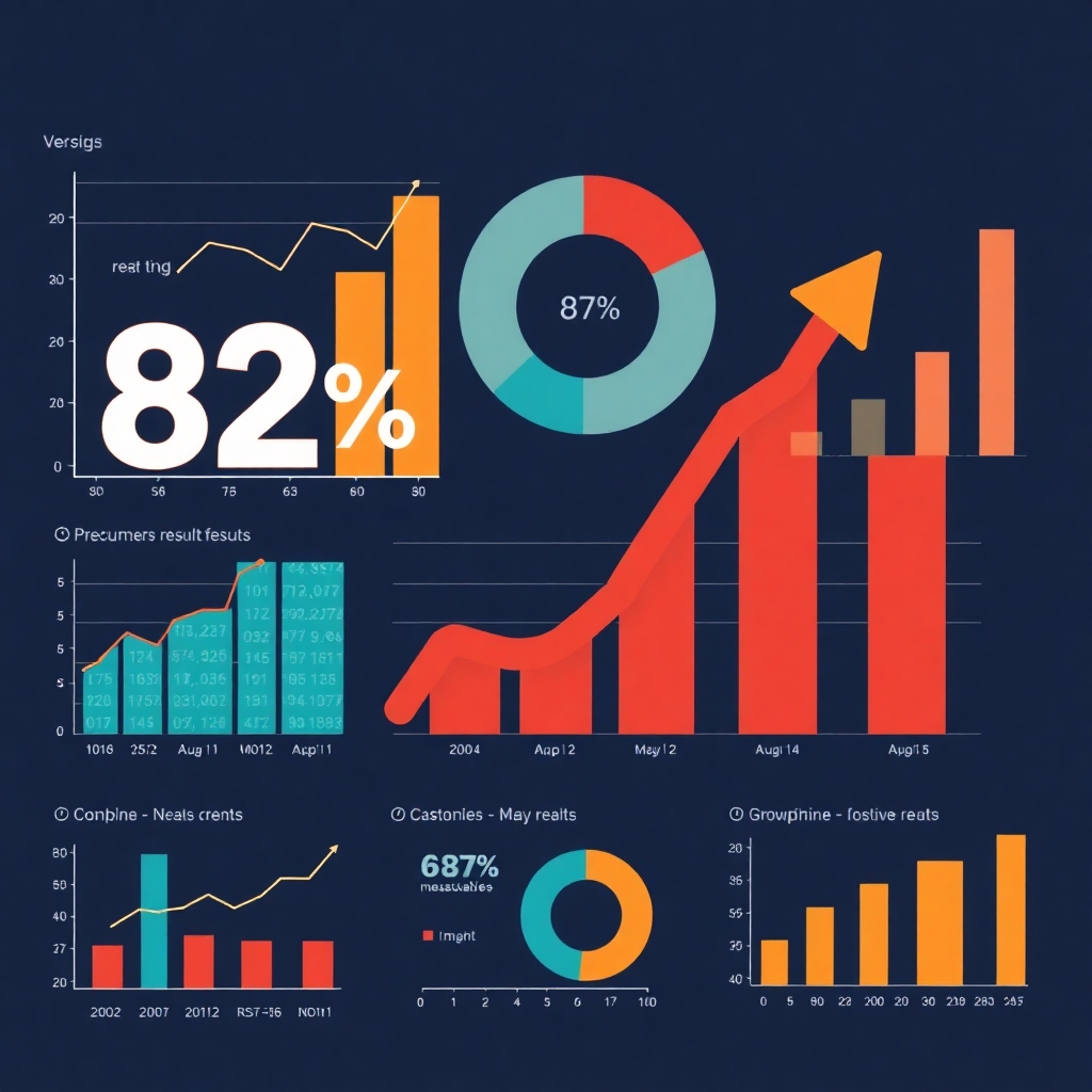 Image of data visualizations and positive growth charts, focusing on measurable results of video marketing campaigns.