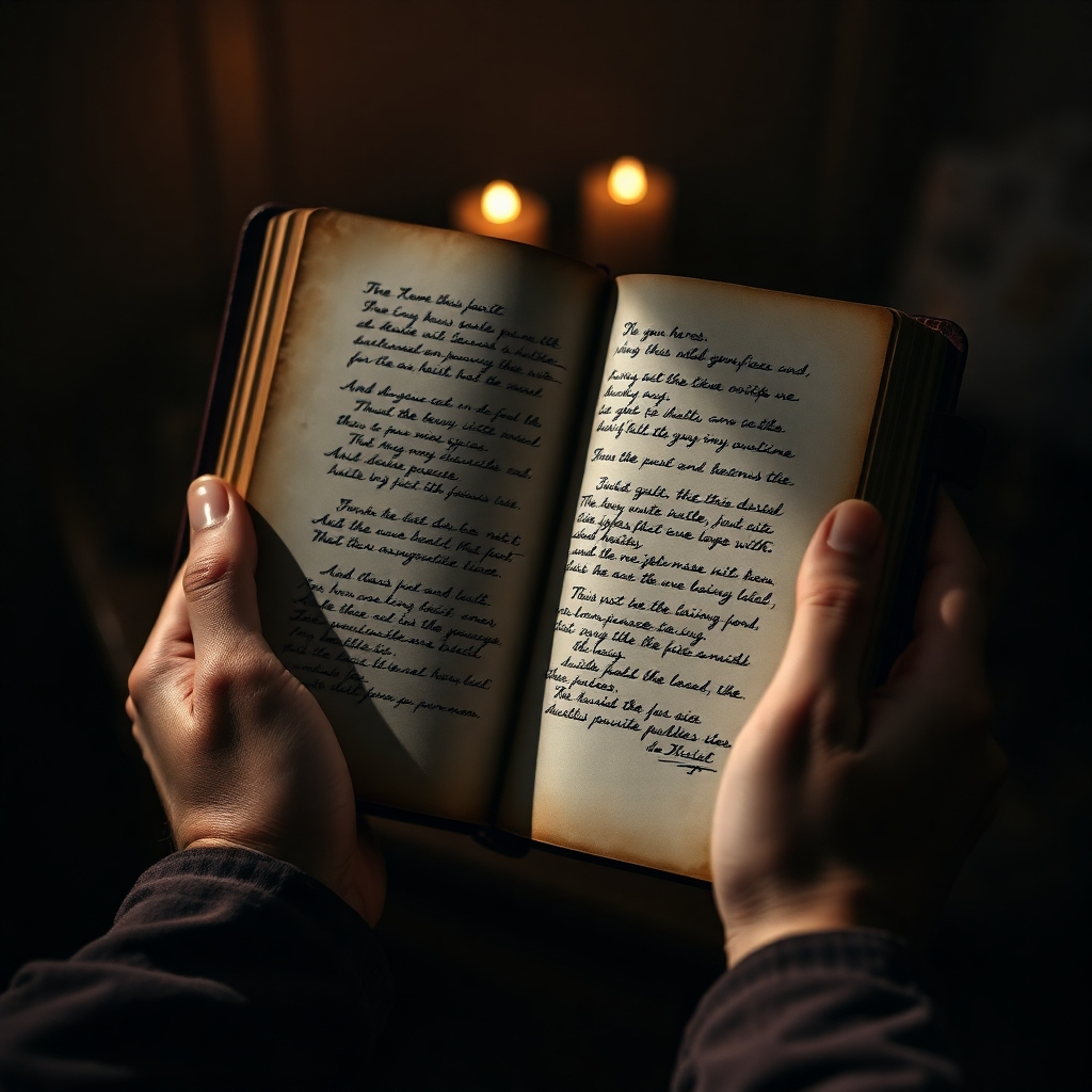Image of a mans hands holding an open book