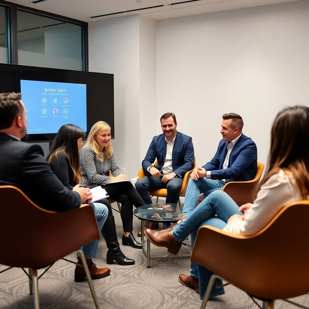 A hyperrealistic image of a diverse group of colleagues gathered around a large conference table in a bright and modern office space. The team, composed of individuals from various backgrounds and ages, are actively engaged in a brainstorming session, sharing ideas and insights with enthusiasm. The room is filled with natural light, illuminating the faces of the team members with a warm glow. The image should capture the energy and collaborative spirit of the team, with details such as whiteboards filled with notes, colorful sticky notes, and laptops open to presentations adding to the dynamic atmosphere. The composition should be dynamic, with each team member contributing their unique perspective, creating a sense of unity and shared purpose. The image should convey a feeling of optimism, creativity, and collective growth.