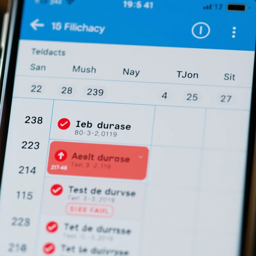 A calendar app showing multiple booked test drive appointments highlighted. The calendar is busy and full, symbolizing the increased activity. The colors are warm and inviting. Technical specs: 4K resolution, high quality.