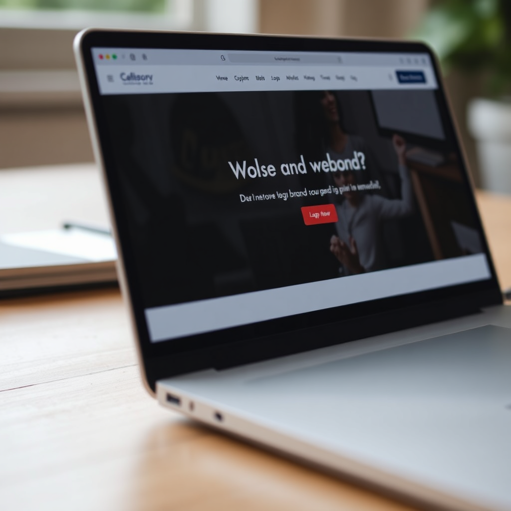 A close-up shot of a website loading on a laptop, displaying the custom-designed website that reflects the brand's unique values and personality.