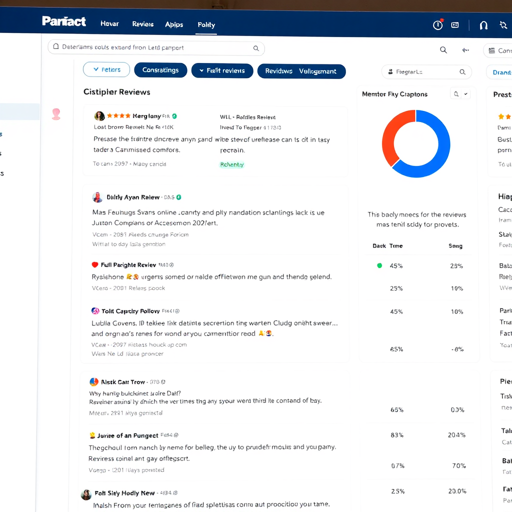 A dashboard displays a summary of online reviews and mentions of a brand. The dashboard highlights positive reviews and flags potential issues for prompt attention. The interface is clean and user-friendly, providing a clear overview of the brand's online reputation. 4K