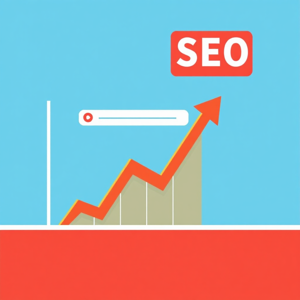 A graph showing a website's search engine ranking steadily climbing upwards, representing the positive impact of SEO optimization. The graph should be visually clear and easy to understand.