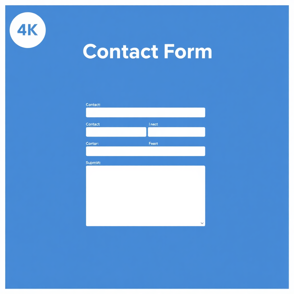 A stylized image of a clean and modern contact form integrated into a car dealership website. The form should be easy to fill out and visually appealing, encouraging visitors to submit their information. The color palette should be professional and inviting, using blues and whites. Technical specs: 4K resolution, high quality rendering.