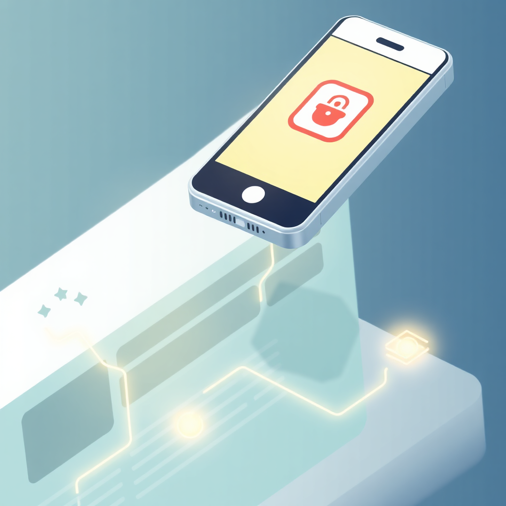 A stylized image of a smartphone floating above a website interface. The smartphone displays a custom app icon related to the website's business. The connection between the phone and website is represented by glowing lines of code.