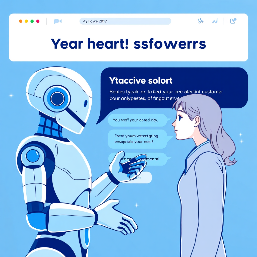 A stylized image of an AI chatbot interface interacting with a potential customer on a car dealership website. The chatbot should be friendly and helpful, guiding the customer through the sales process. The color palette should be inviting and trustworthy, using blues and whites. The style should be modern and minimalist, with clean lines and geometric shapes. Technical specs: 4K resolution, high quality rendering.