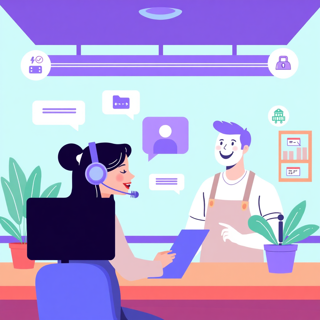 AI assistant helping local business owner with sales