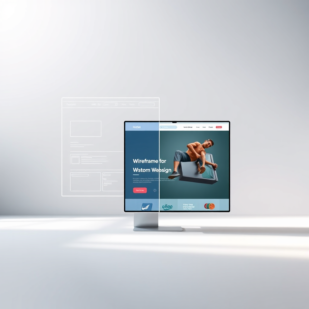 Wireframe transitioning to full website design