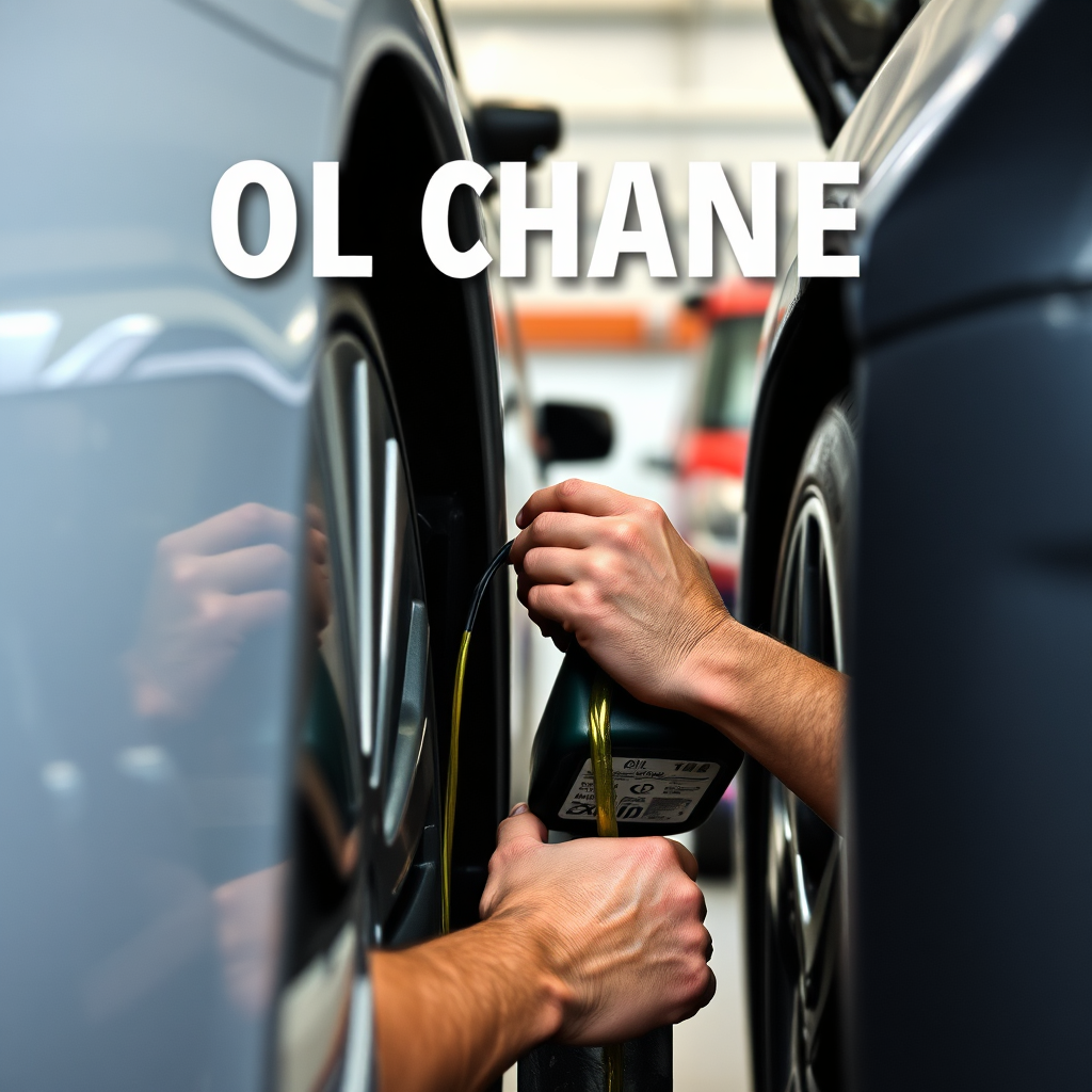 An image of a mechanic performing an oil change on a car, emphasizing the cleanliness and efficiency of the process.