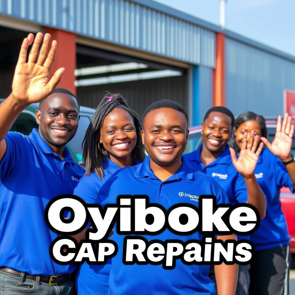 An image of the Oyiboke Car Repairs team smiling and waving to the camera, showcasing their friendly and approachable nature.