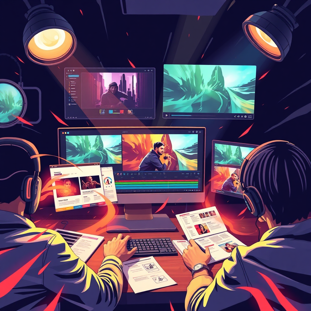 Create a dynamic visual of a video being crafted