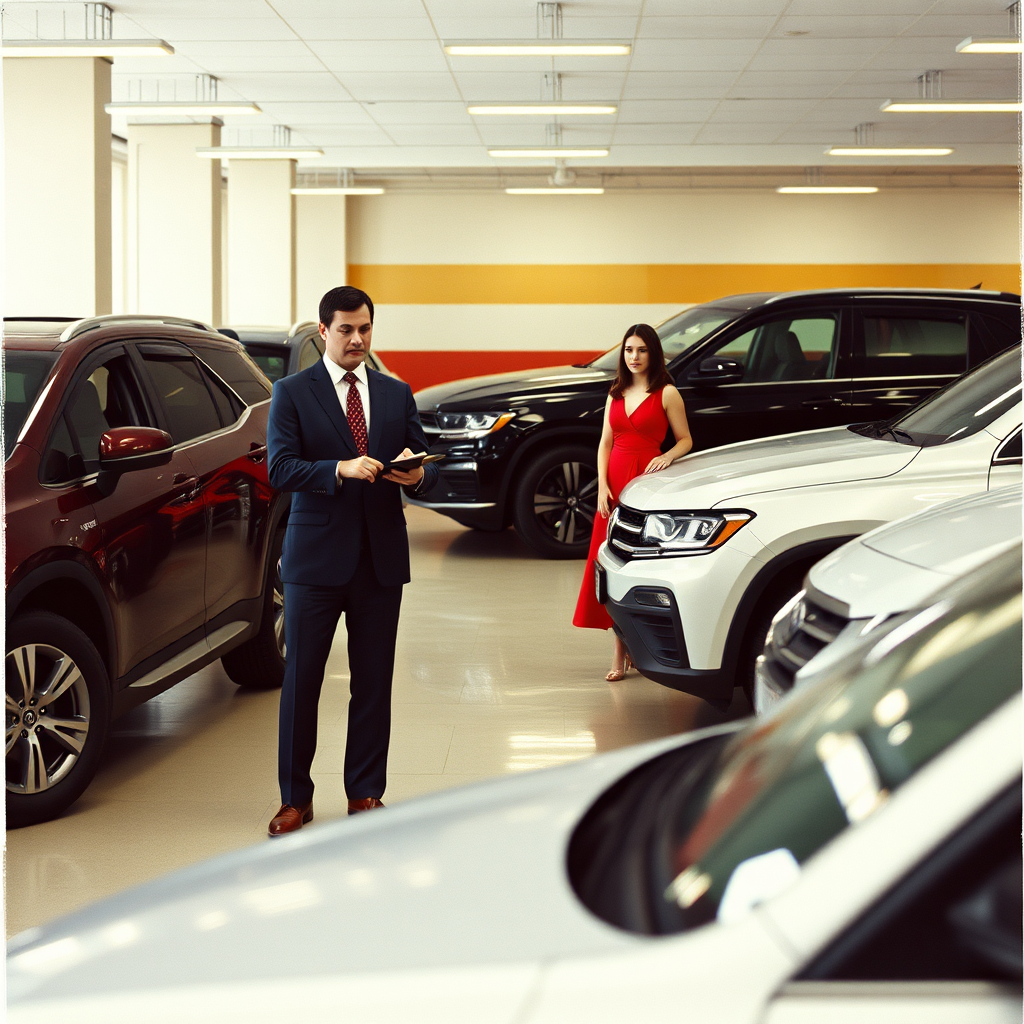 A stylized image showing a streamlined sales funnel with qualified leads flowing smoothly into a 'closed deal' icon. The color palette should be clean and efficient, with blues and greens representing a simplified process. The background is a blurred image of a busy car dealership. Style reference: Business process optimization. Technical Specifications: 4k resolution, high quality.