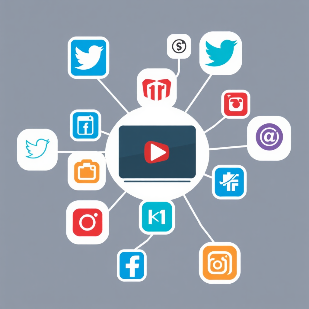 Visualize a network of interconnected social media icons