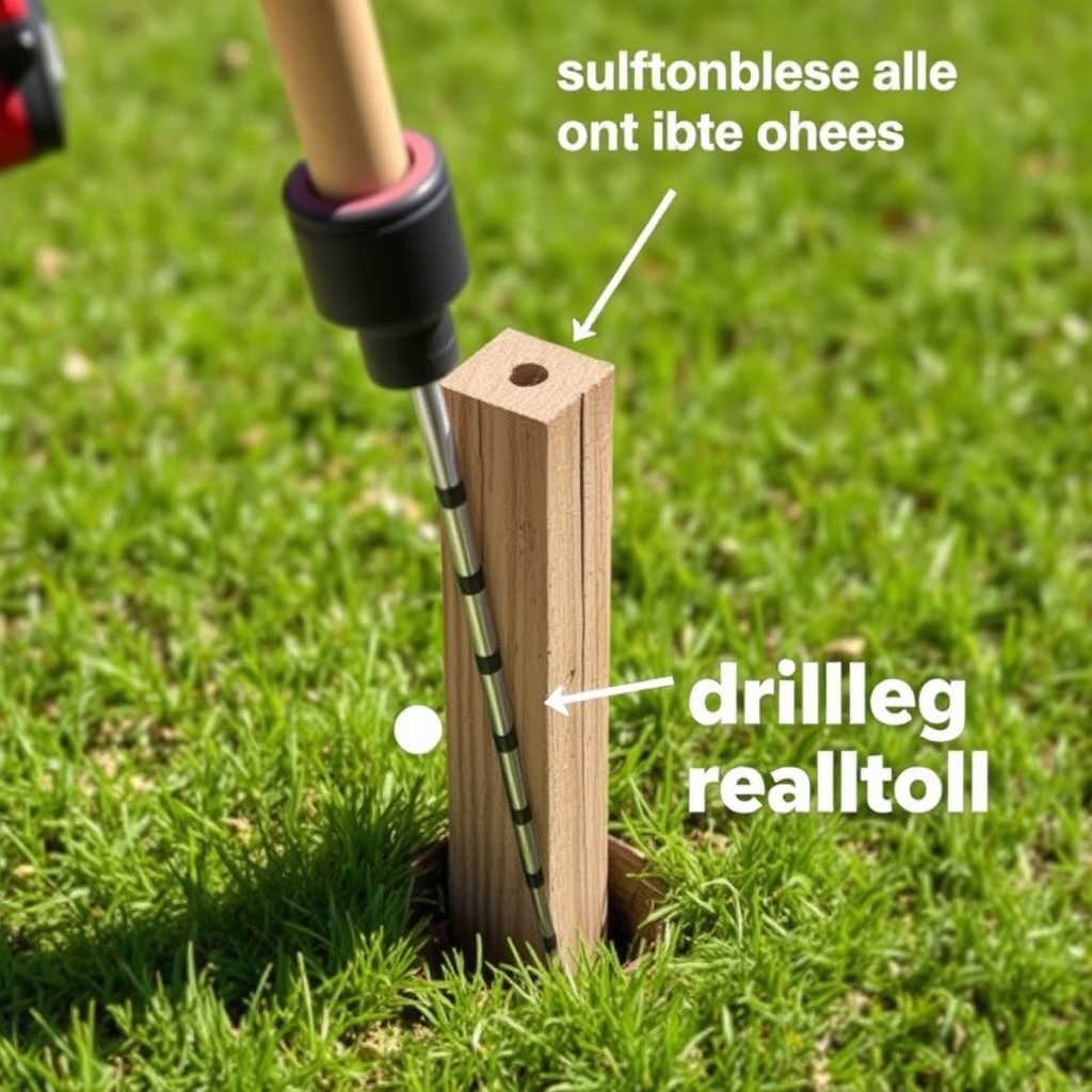 An image demonstrating a fence post being securely installed into a perfectly drilled core hole. Emphasize the solid and straight installation. The lighting is clear and shows the stability of the post.