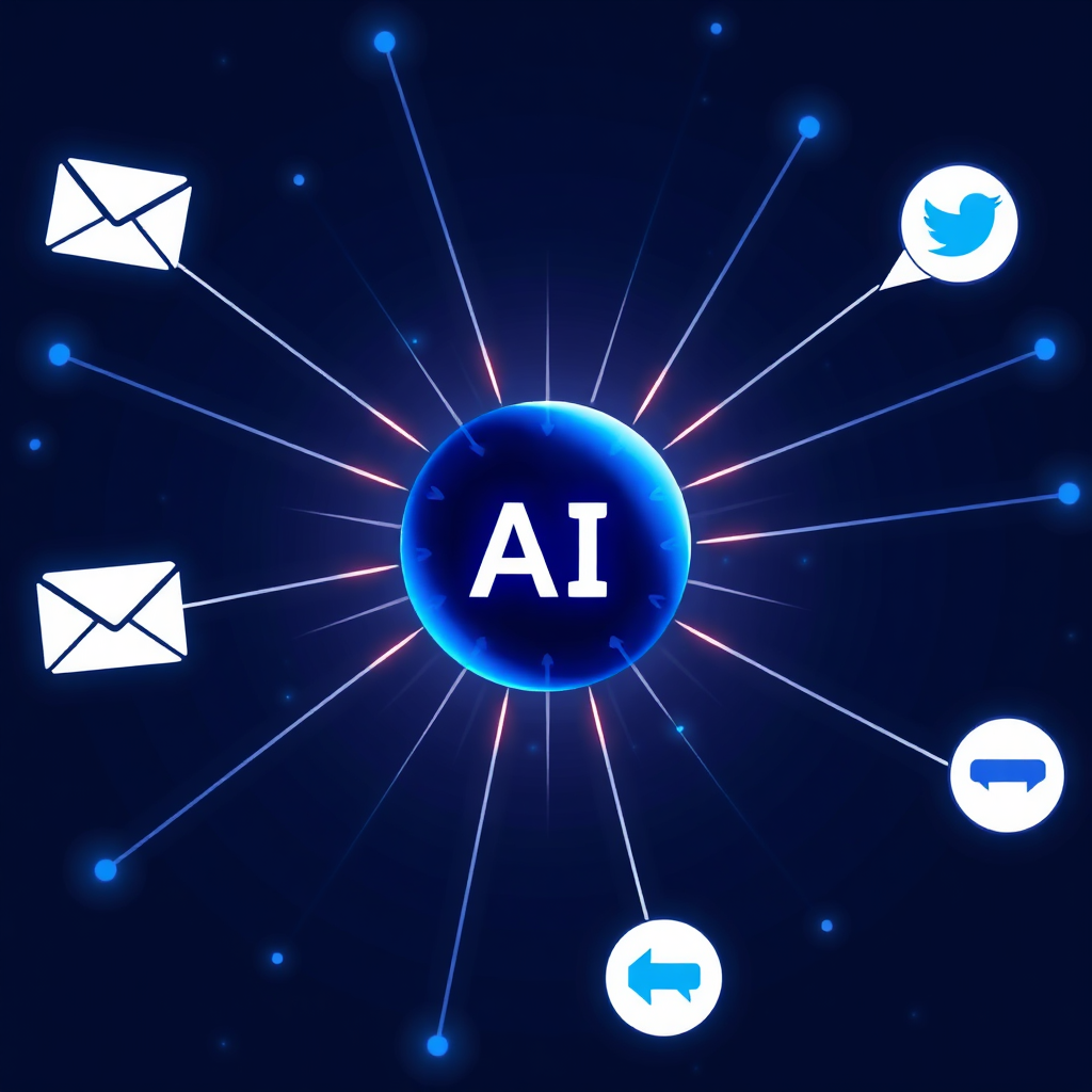 AI core connected to communication channels