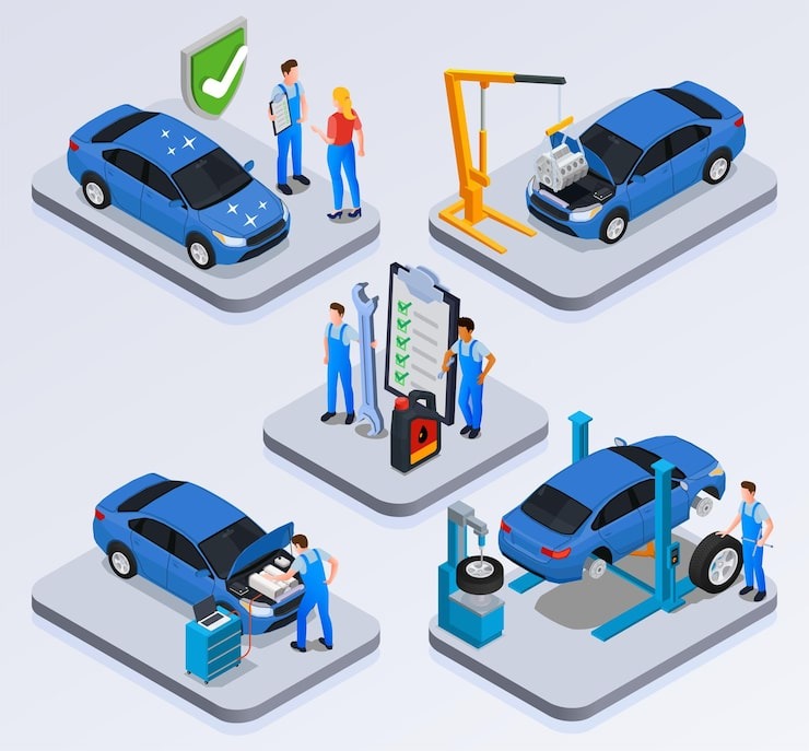 Create an image representing reliable auto repairs. Show a mechanic working diligently on a car with high-quality tools and parts. The lighting should be focused on the work area, highlighting the repair process. The color palette should include metallic tones and blues, conveying trustworthiness. Capture the precision and expertise of the mechanic. The environment should be a well-equipped auto repair shop. Aim for a photorealistic style with a focus on quality and dependability.