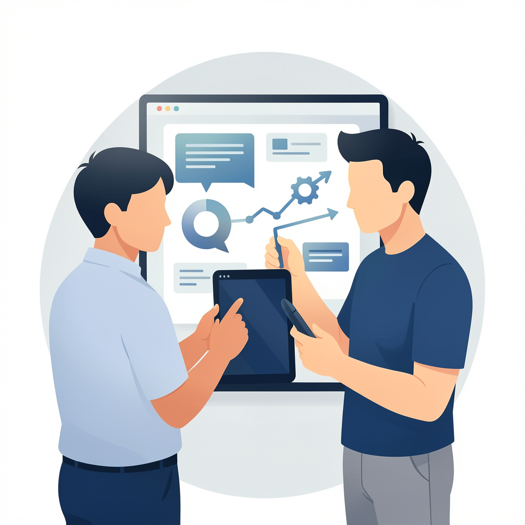 Illustration of people discussing strategy