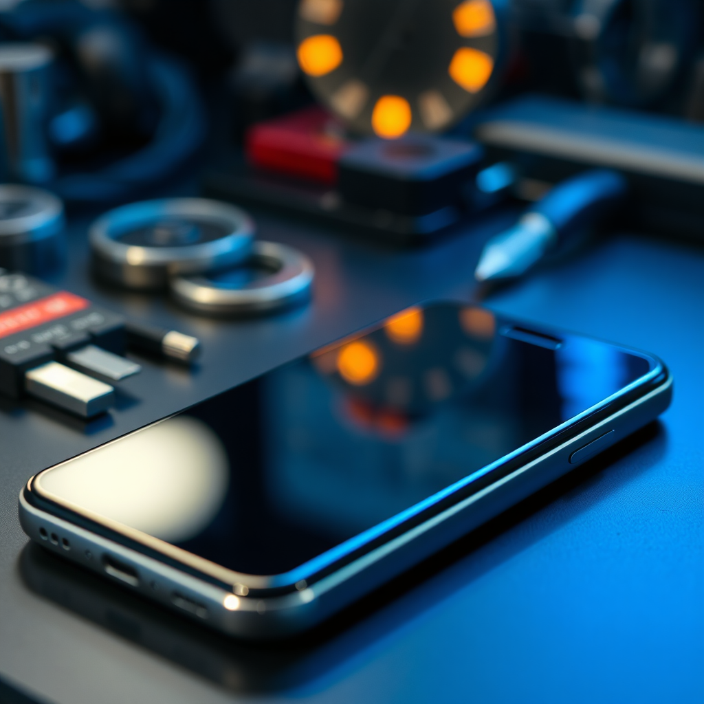 Close up of a repaired smartphone screen