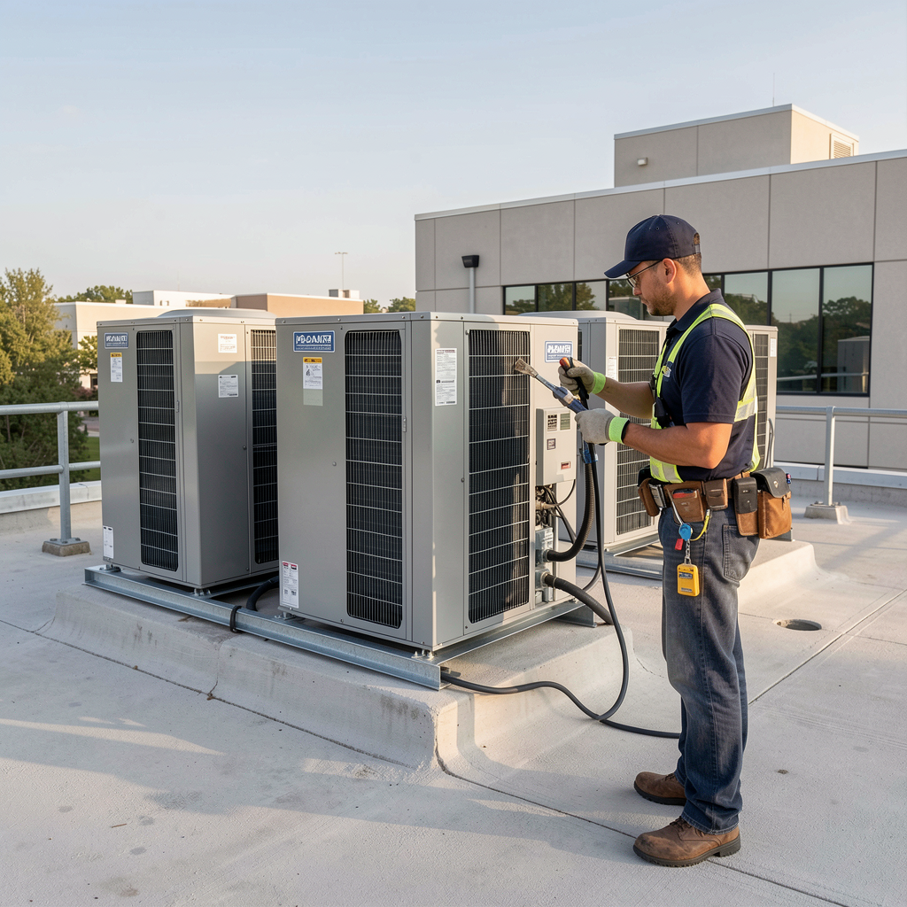 Commercial HVAC equipment being serviced in Atlanta