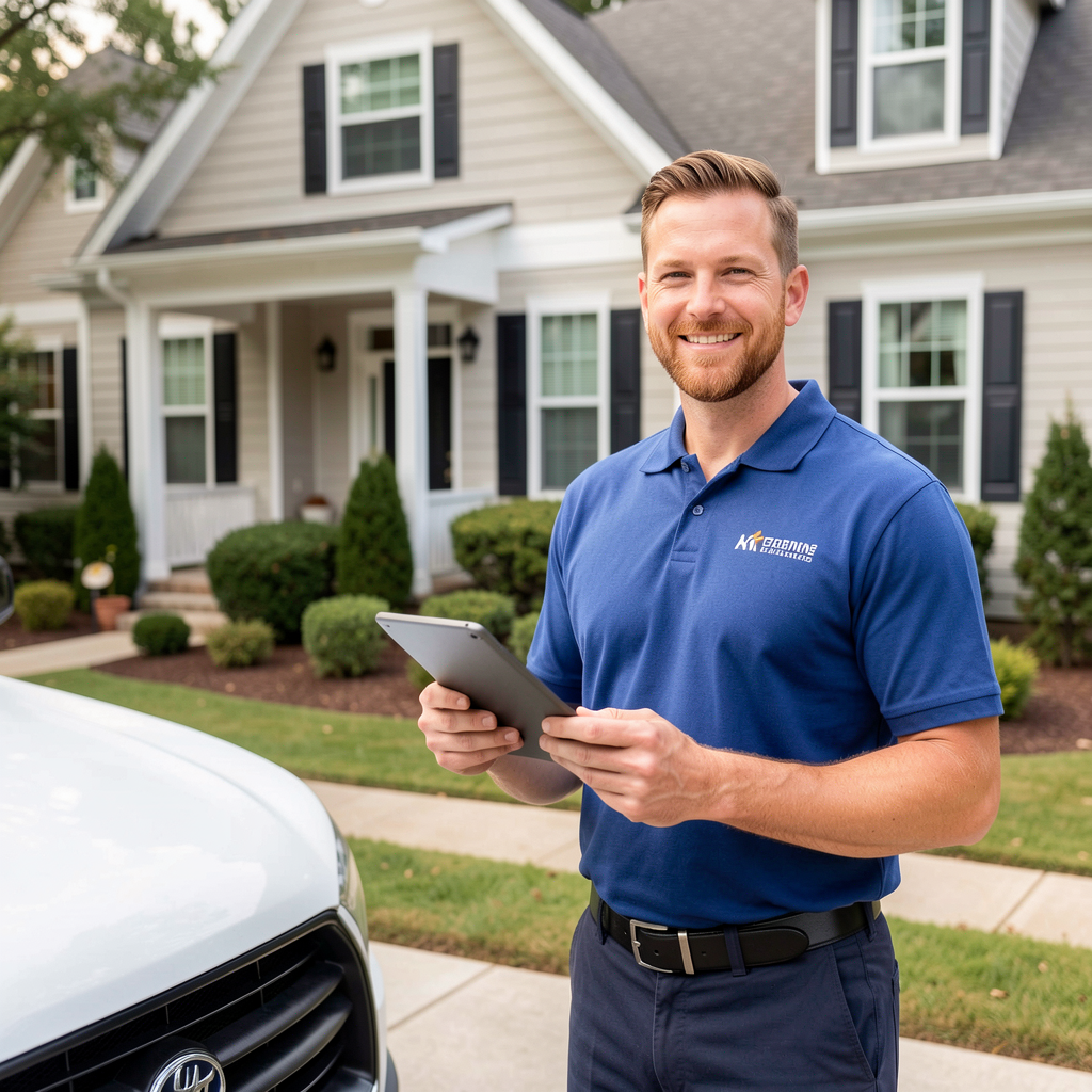 Residential HVAC technician at an Atlanta home