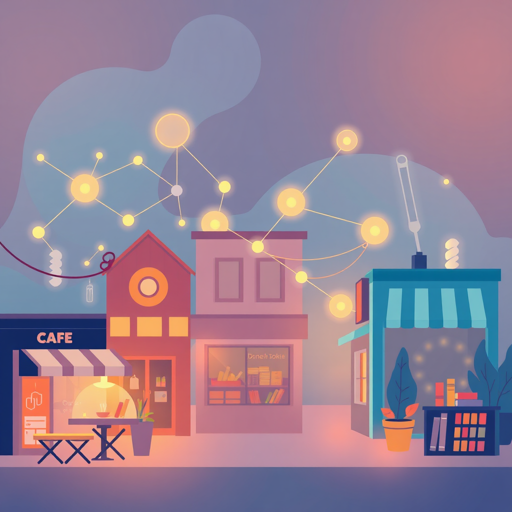 AI visualization of local business growth and connection