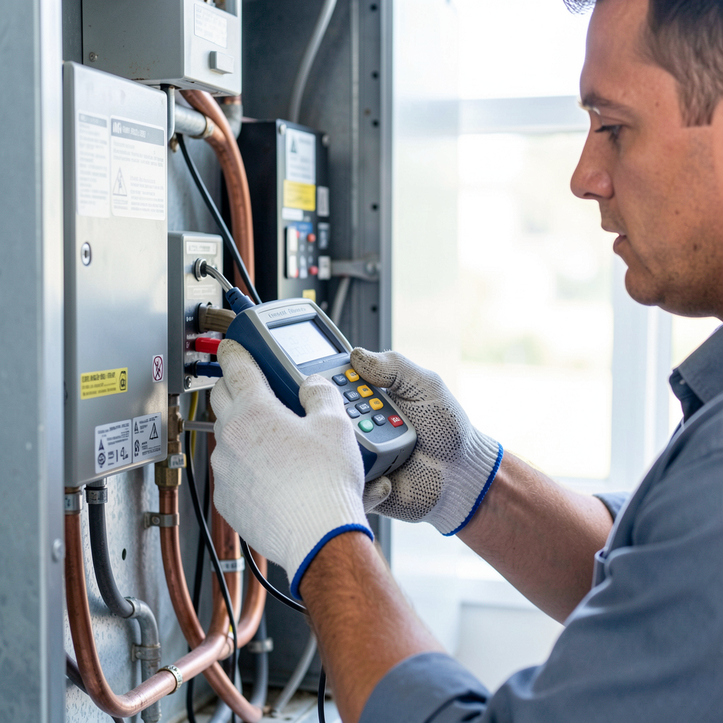 HVAC diagnostic work on an air conditioning system