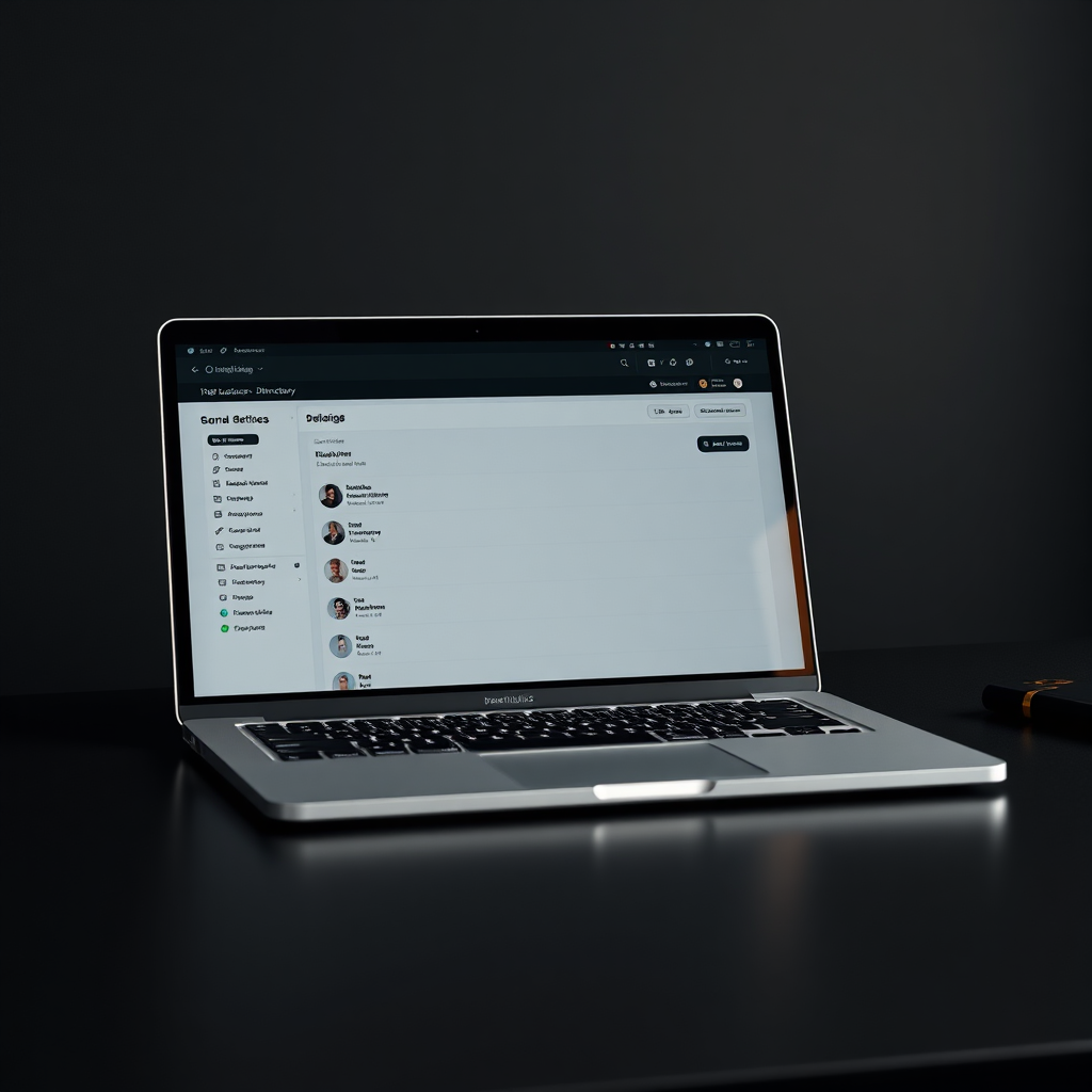 A premium black-and-gold directory UI mockup showing a grid of business listing cards with filters and verification badges