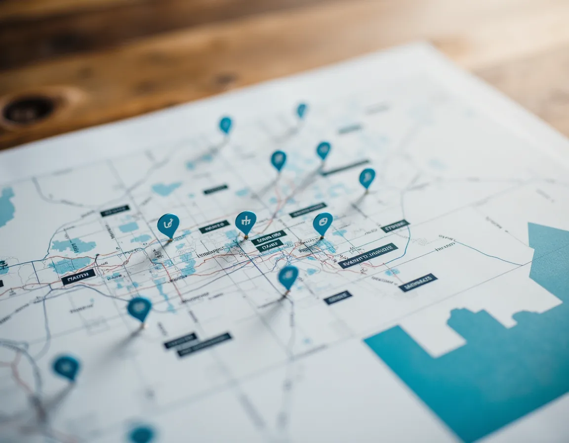 Service-area map and keyword strategy showing local targeting opportunities for home service SEO.