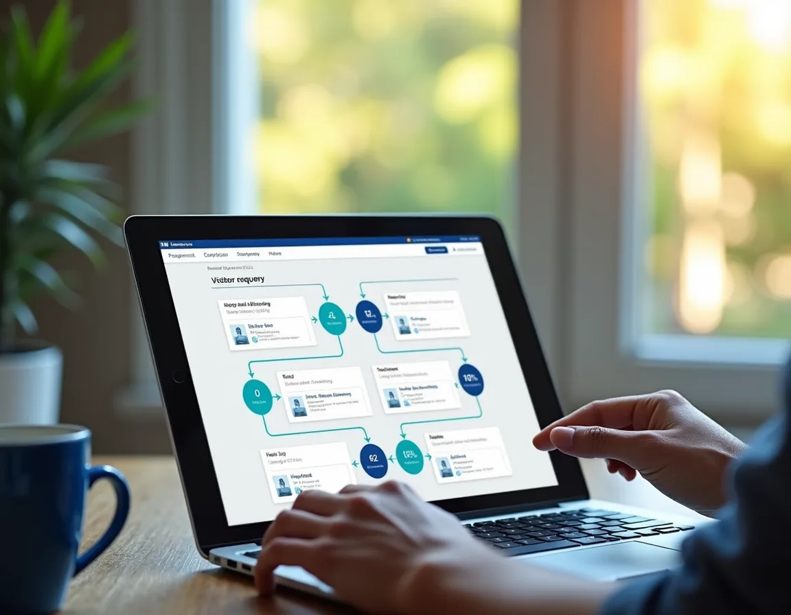 Laptop showing service request or appointment information for a home service business.
