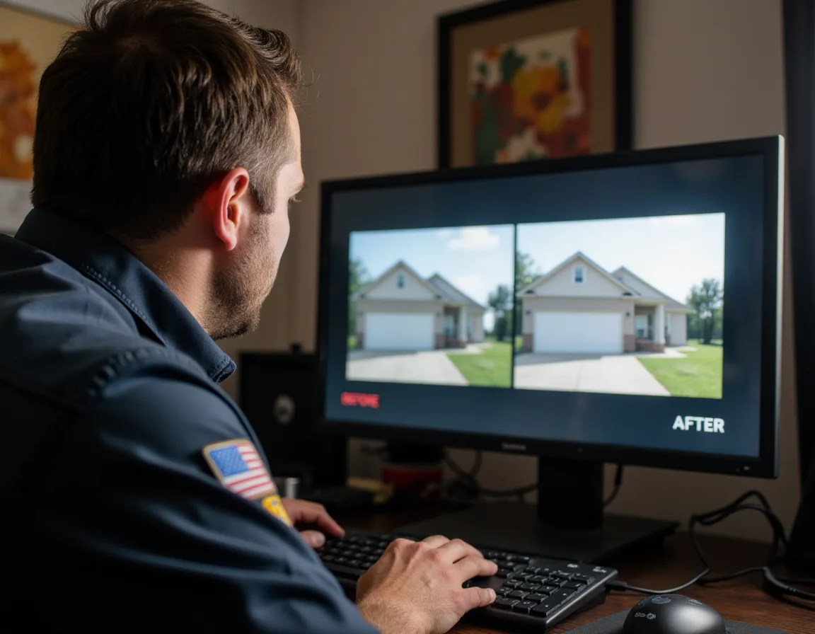 Before and after service video showing home service repair results.