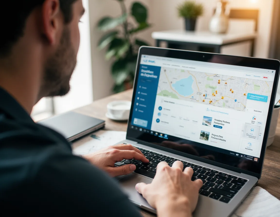 Plumbing business owner reviewing local reputation signals, customer reviews, and service area visibility.