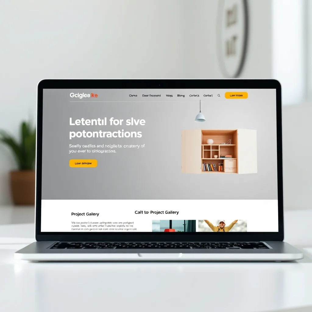 computer image showing contractor website design