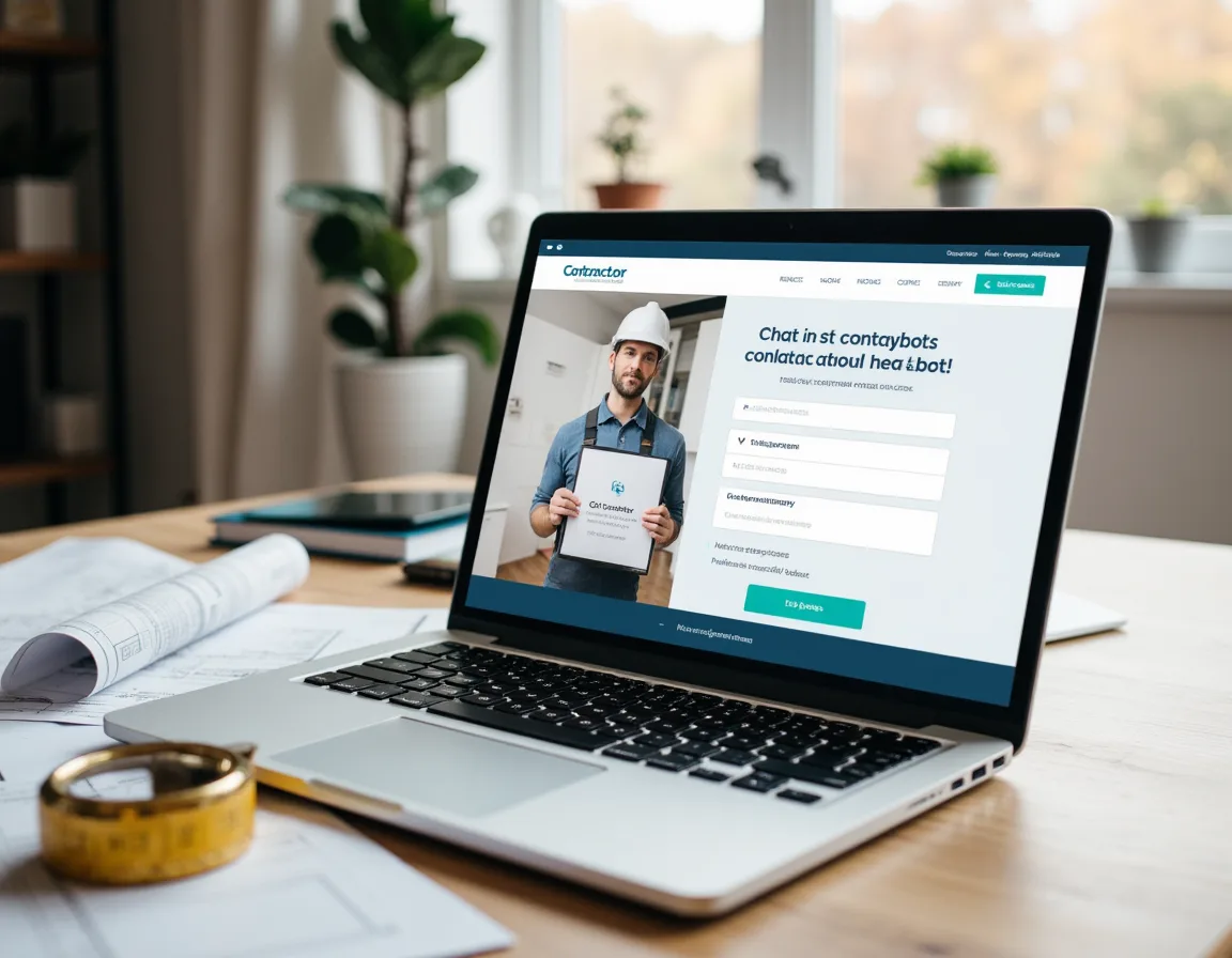 Contractor website chatbot collecting project details and estimate request information from a visitor.
