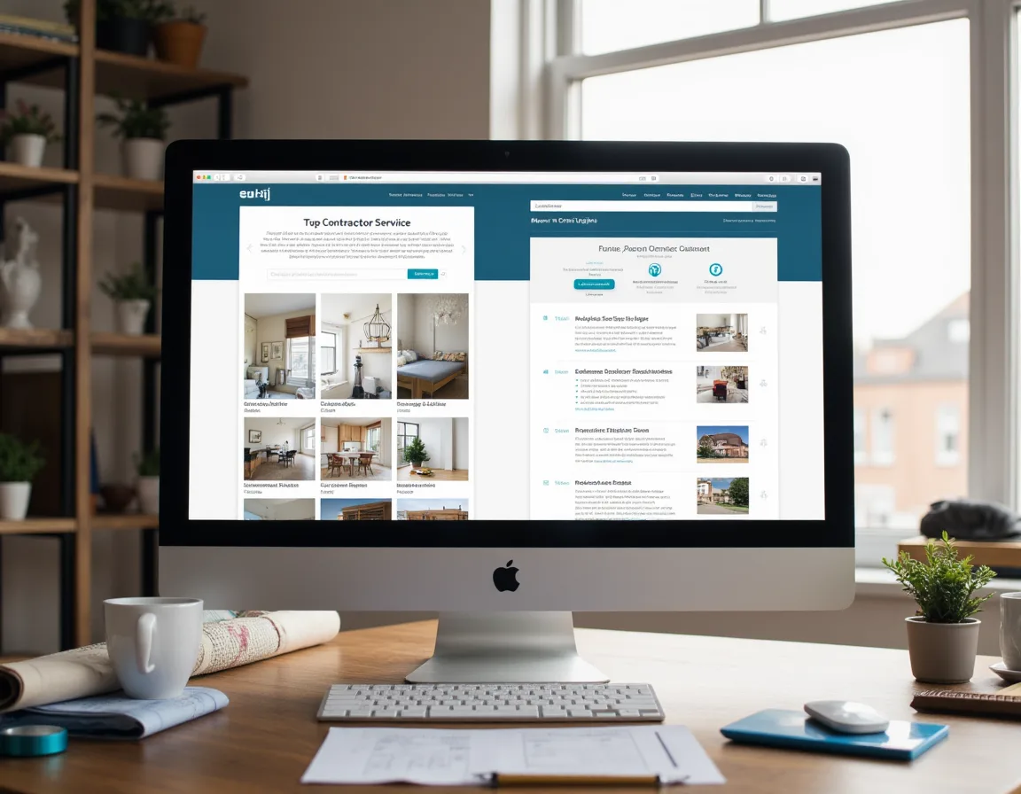 image of generic contractor service pages and improved project-focused service pages.