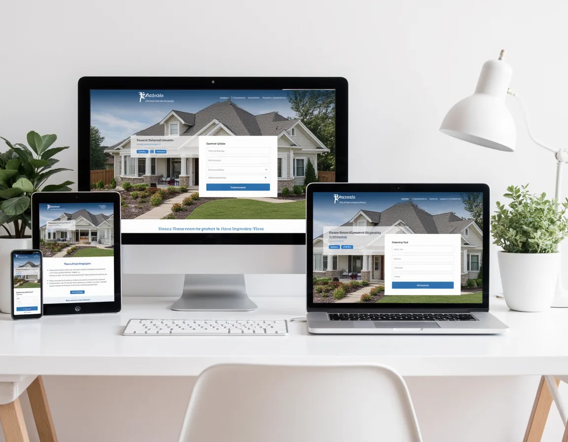 Home improvement website on multiple devices designed to convert visitors into leads.