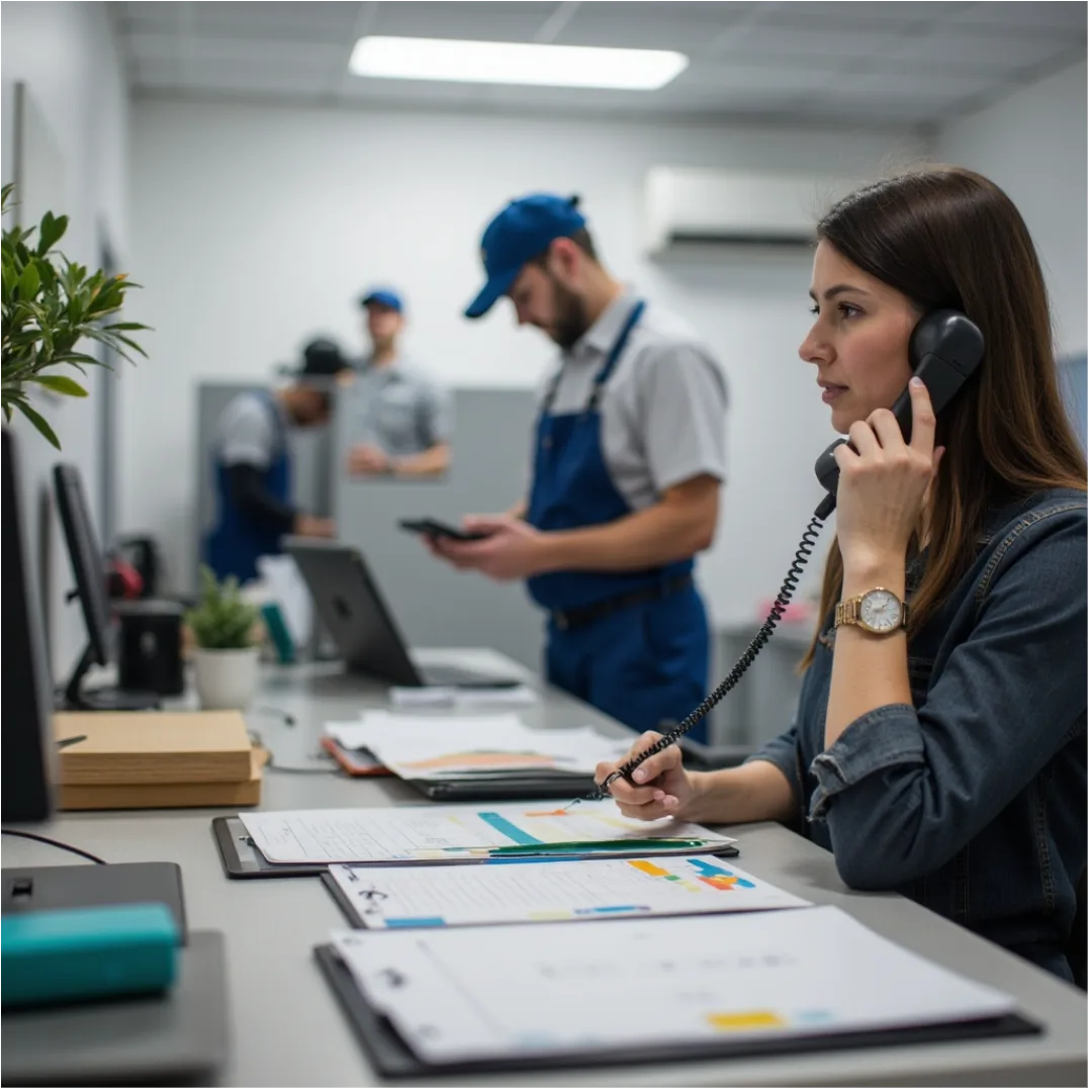 Customer-service coordinator organizing calls, customer inquiries, appointment requests, and service leads for timely follow-up.