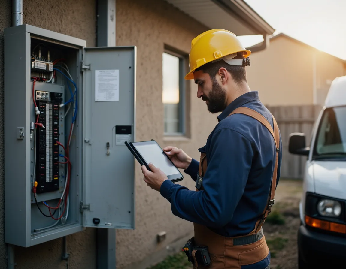 Electrical contractor using a tablet to manage customer requests and scheduling