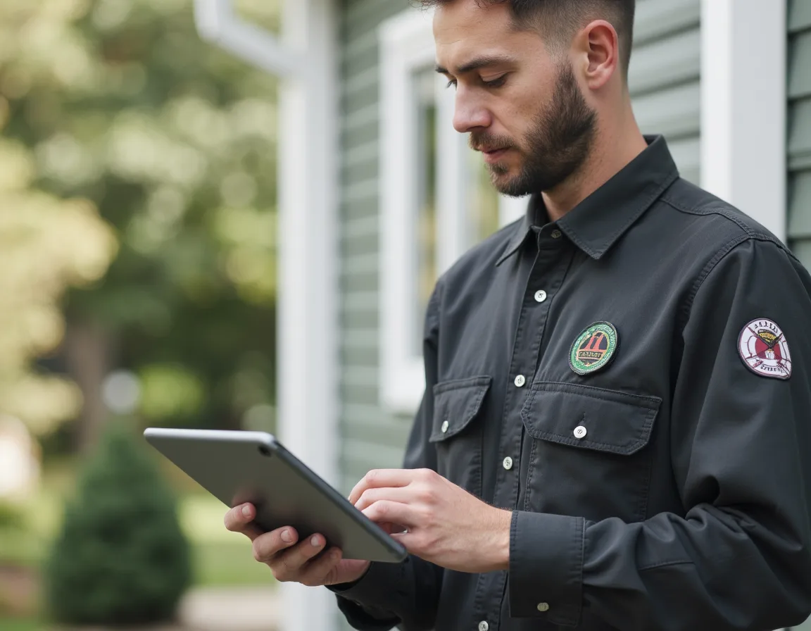 Local service business owner using digital tools to manage customer leads and appointments