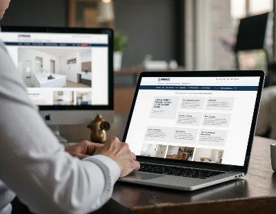 Comparison of generic and improved home improvement service pages on a website.