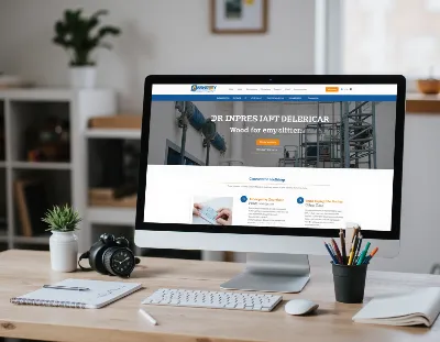 Professional electrician website design with service pages, reviews, and request estimate call to action.