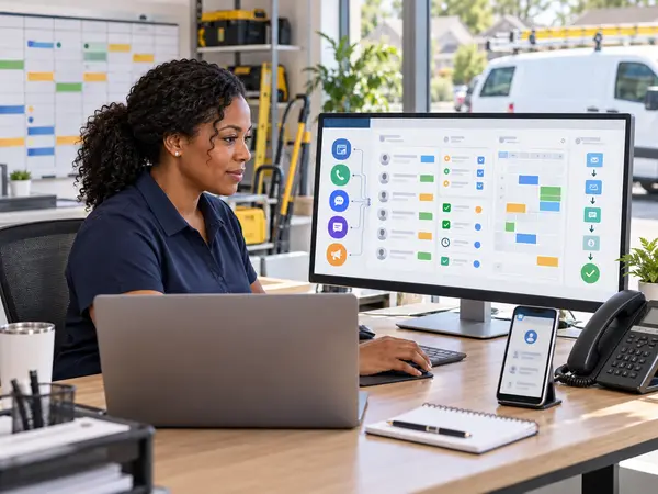 CRM automation dashboard for home service business lead follow-up