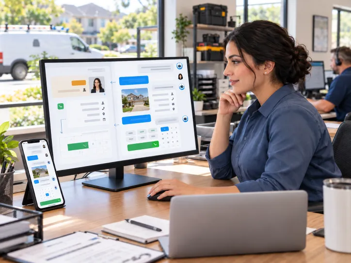 AI chatbot helping a home service customer request an appointment