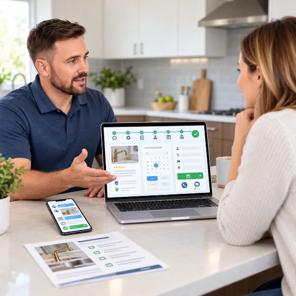 Home service consultation helping turn customer inquiries into booked appointments.