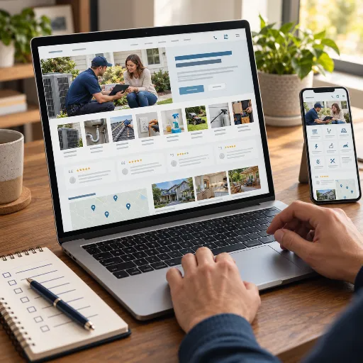 Home service website with weak or missing calls to action.