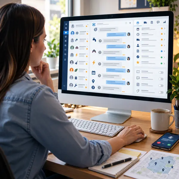 Customer service team managing repeated home service questions that could be answered by an AI chatbot.