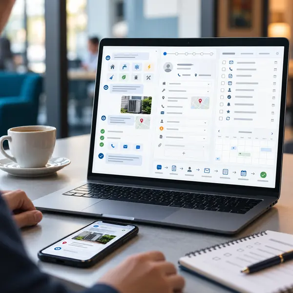 Chatbot lead connected to CRM follow-up tasks for a home service business.