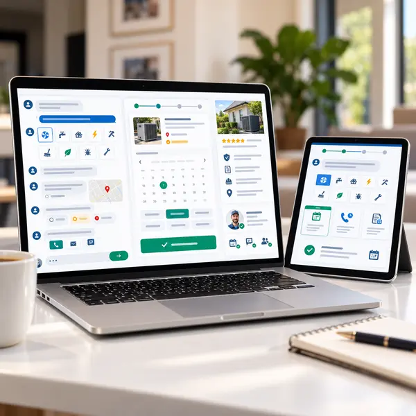 AI chatbot helping a home service visitor request an appointment or estimate.
