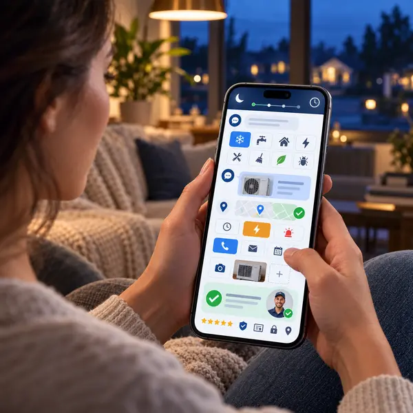 AI chatbot capturing after-hours home service inquiries when the office is closed.