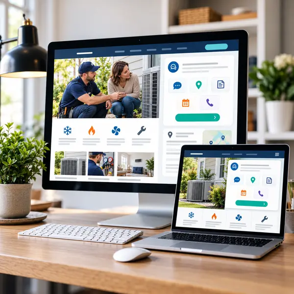 Website chatbot prompt inviting a home service visitor to ask a question or request help.